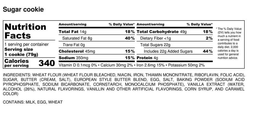 Classic glazed sugar cookie nutrition