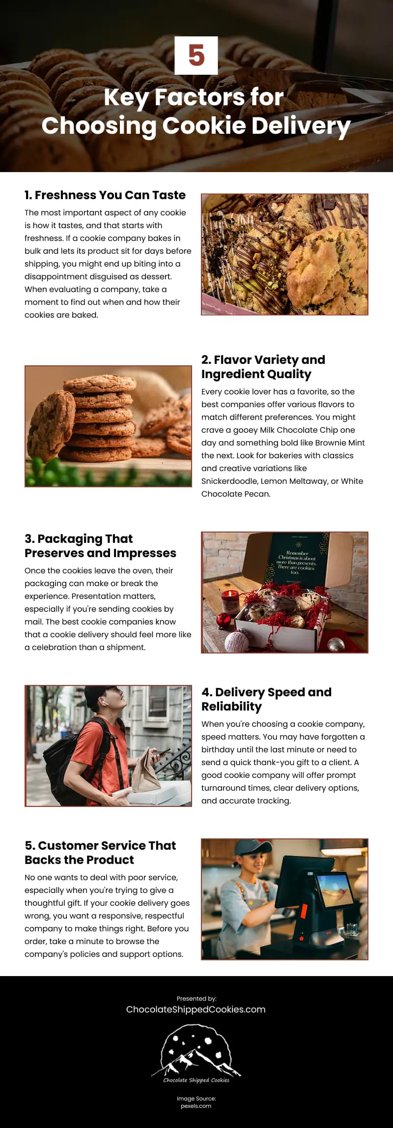 5 Key Factors for Choosing Cookie Delivery Infographic 5 Key Factors for Choosing Cookie Delivery Infographic
