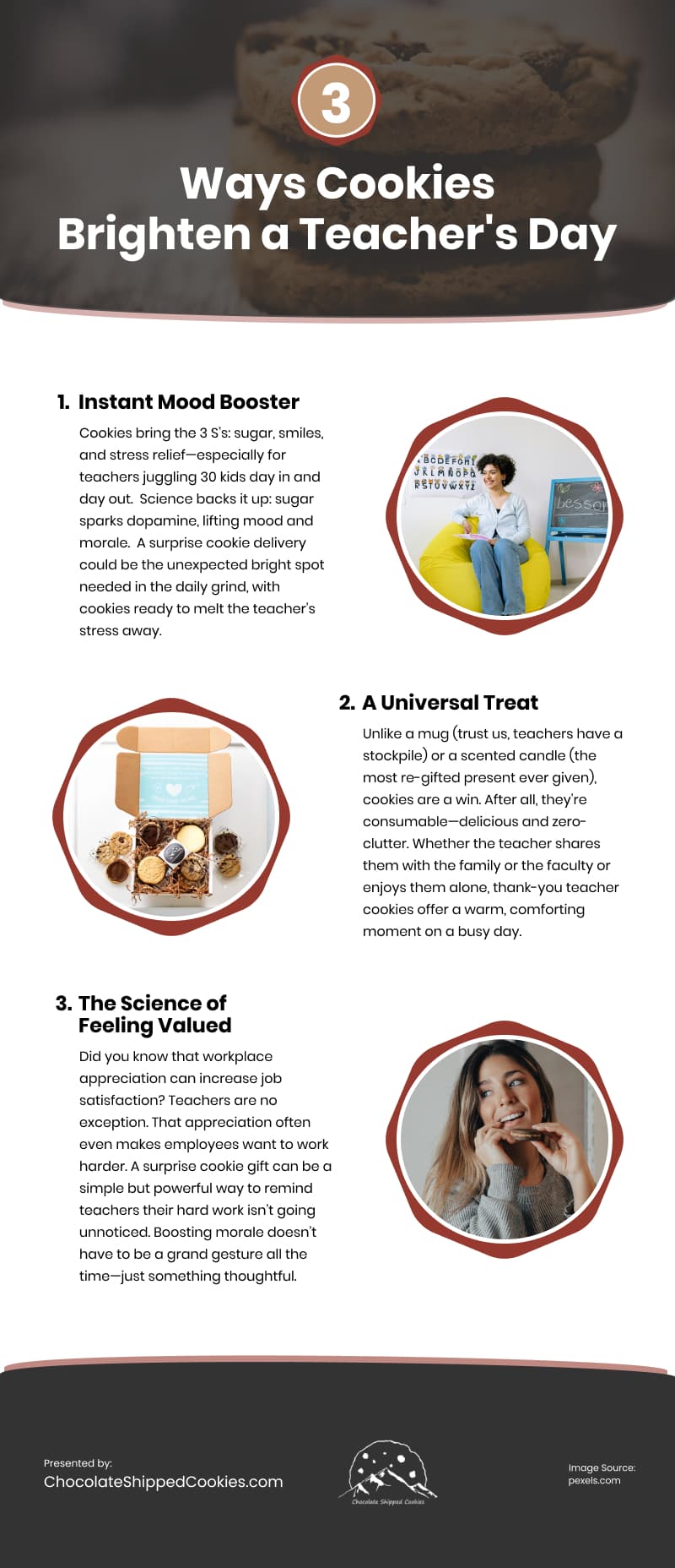 3 Ways Cookies Brighten a Teachers Day Infographic